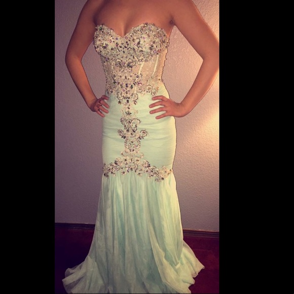 Coya Collection Dresses & Skirts - Coya Collection Mint  Sheer Mermaid Prom Dress